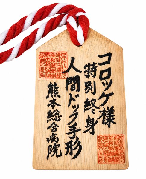 コロッケさんへ贈呈した熊本総合病院終身人間ドック手形